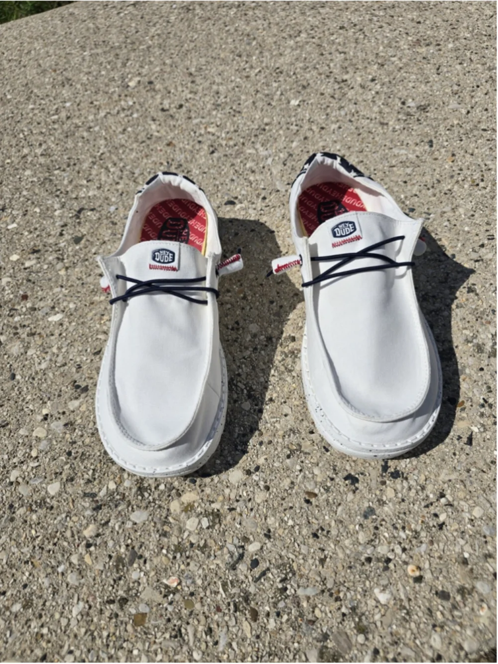 Hey Dude USA Flag Patriotic Slip On Shoes Woman's 11W Wide Excellent Condition